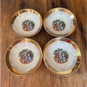Vintage 1930’s  Sabin Bowl 5.5" Crest-O-Gold Courting Couple Set of 4